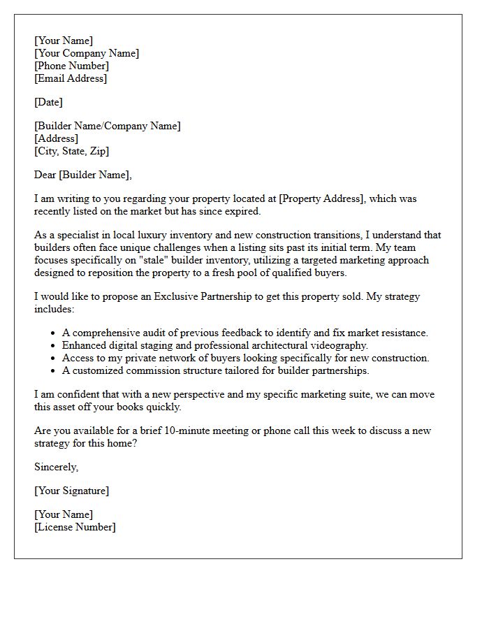 Exclusive Partnership For Expired Builder Properties Letter