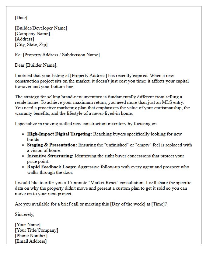 Maximum Return On Expired New Construction Listing Letter