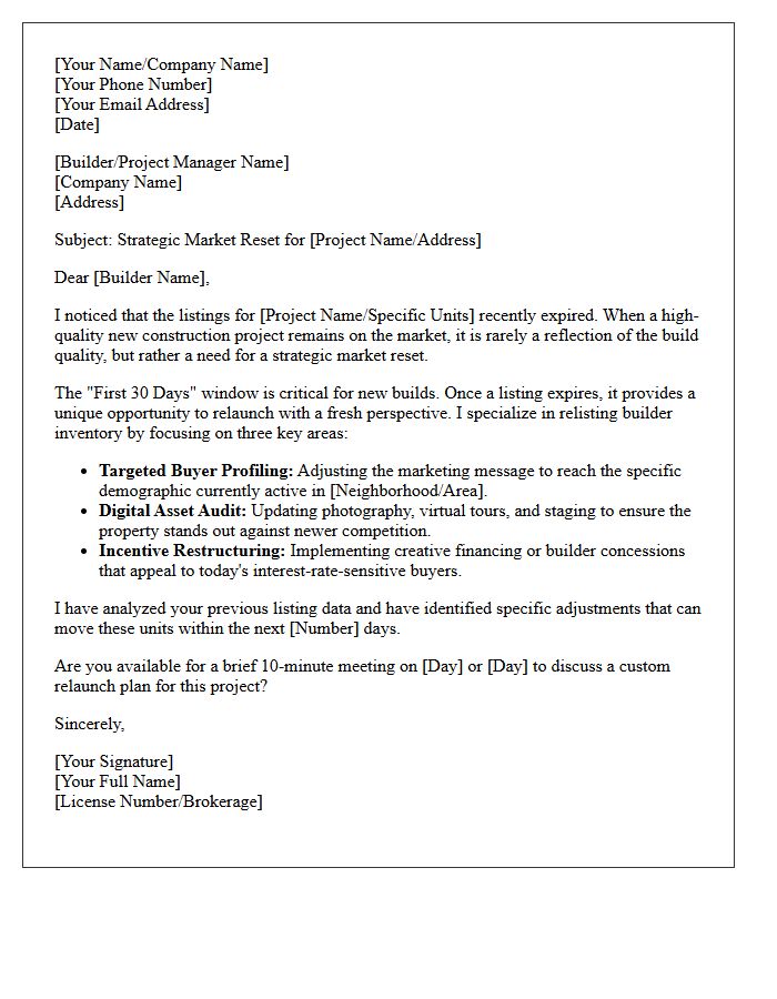 Strategic Relisting For Expired Builder Project Letter