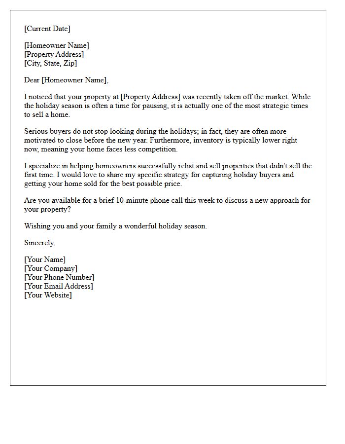 Holiday Season Expired Listing Real Estate Letter