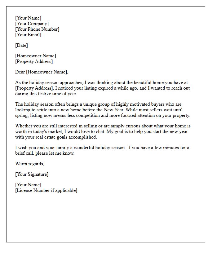 Expired Property Holiday Season Reconnection Letter