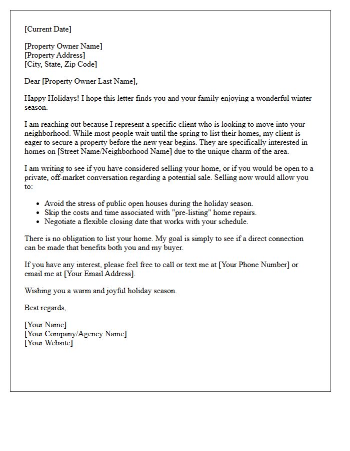 Winter Holiday Season Off Market Real Estate Letter