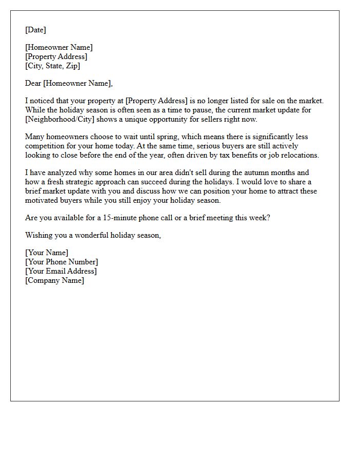 Expired Listing Holiday Season Market Update Letter