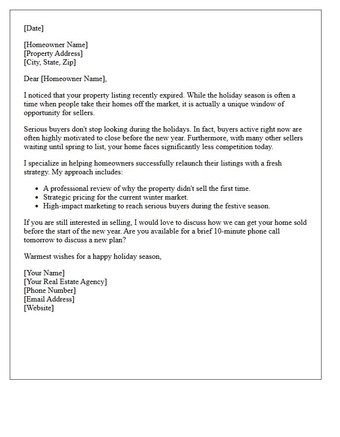 Holiday Season Expired Property Relisting Letter