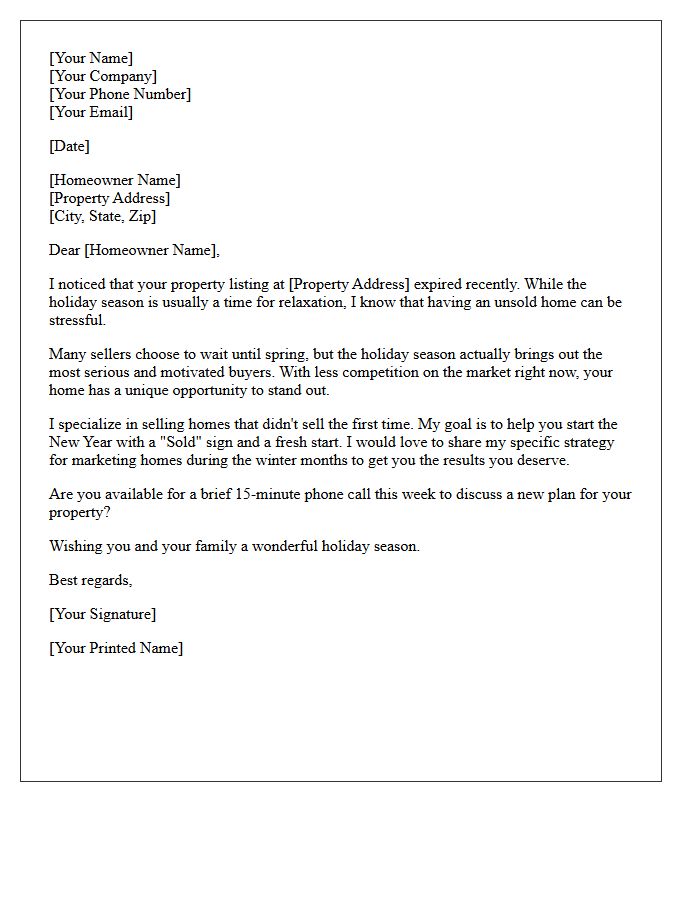Holiday Season Real Estate Expired Opportunity Letter