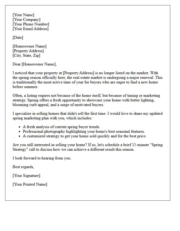 Spring Renewal Expired Listing Letter