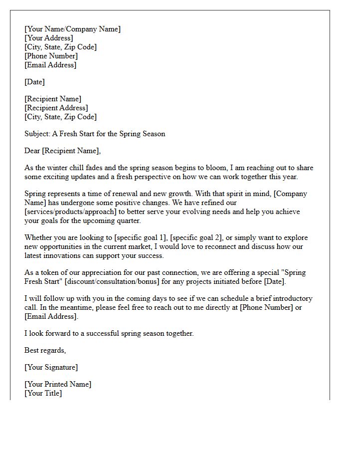 Fresh Start Spring Market Reintroduction Letter