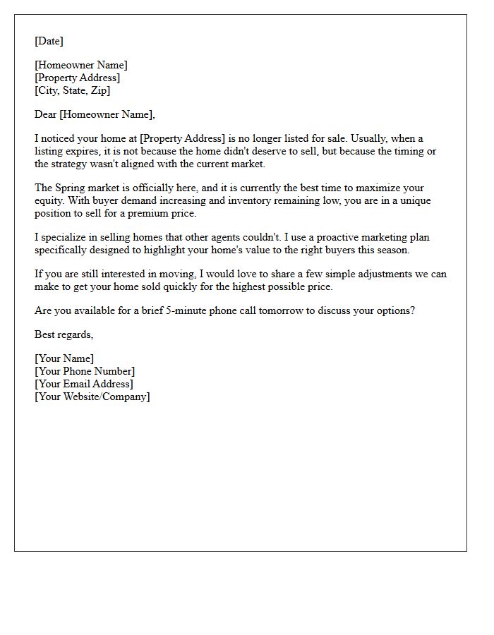 Maximize Spring Equity Expired Home Letter