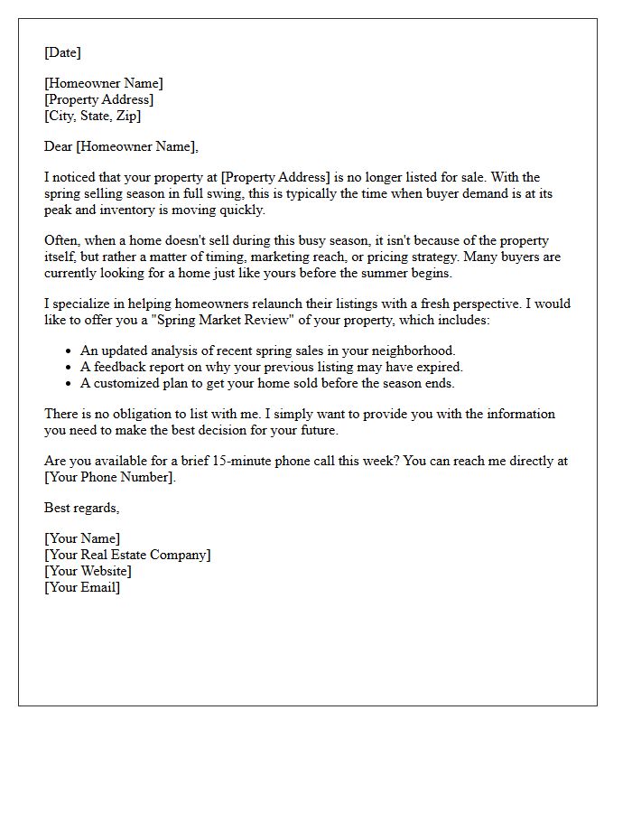 Spring Selling Season Expired Property Letter