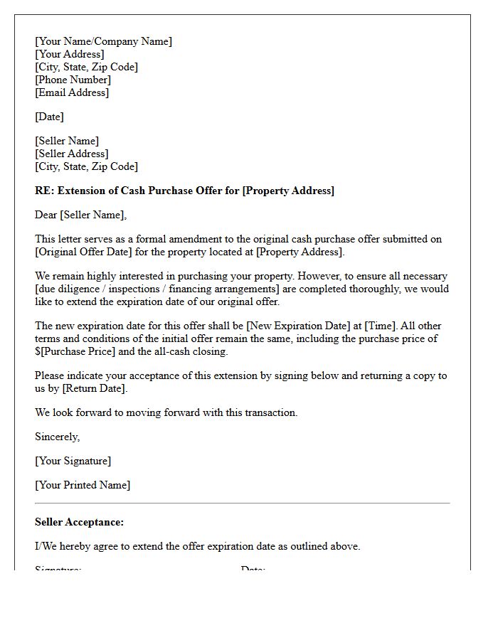 Extension of Investor Cash Offer Letter