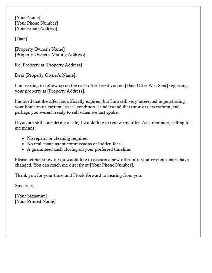 Follow Up on Expired Real Estate Cash Offer Letter