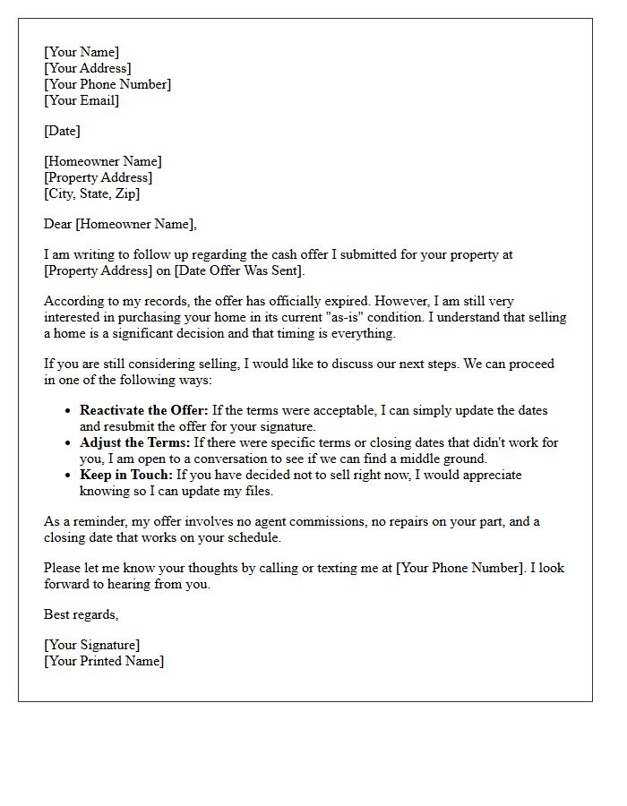 Next Steps After Expired Cash Offer Letter