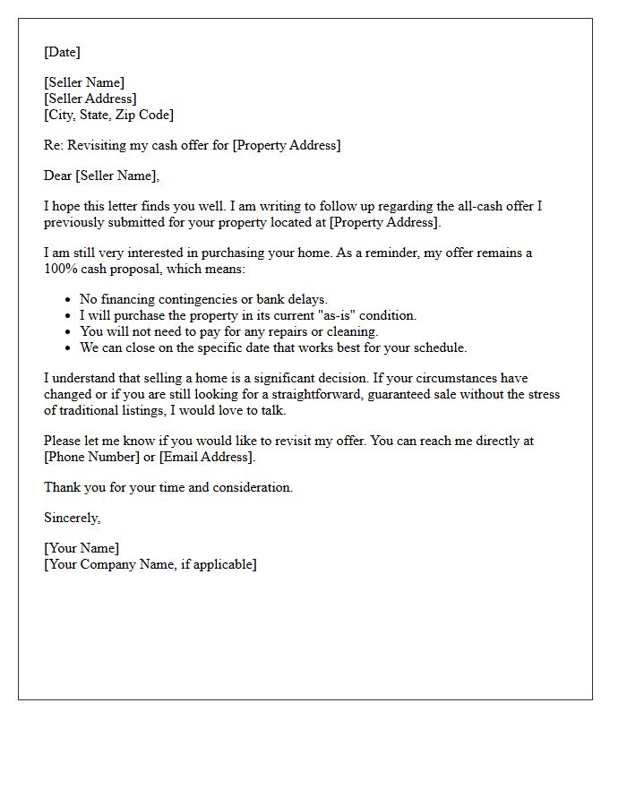 Revisiting Your All Cash Property Offer Letter