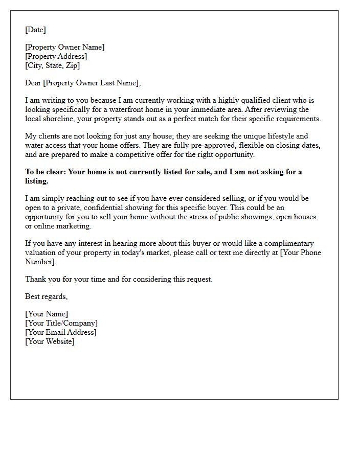 Exclusive Waterfront Buyer Match Letter