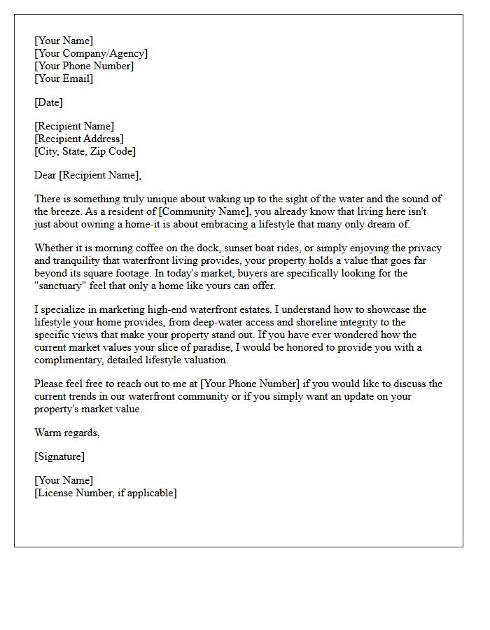 Showcasing Your Waterfront Lifestyle Letter