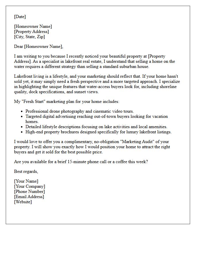 Fresh Marketing For Your Lakefront Home Letter