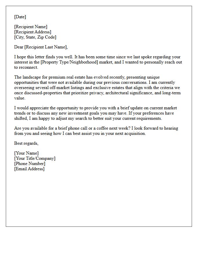 Reconnecting With High-Net-Worth Buyers Letter