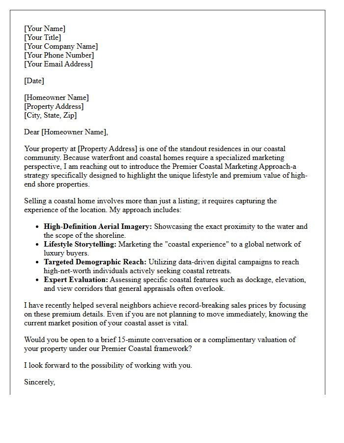 The Premier Coastal Marketing Approach Letter