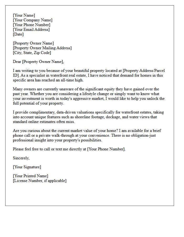 Unlocking Your Waterfront Property Potential Letter