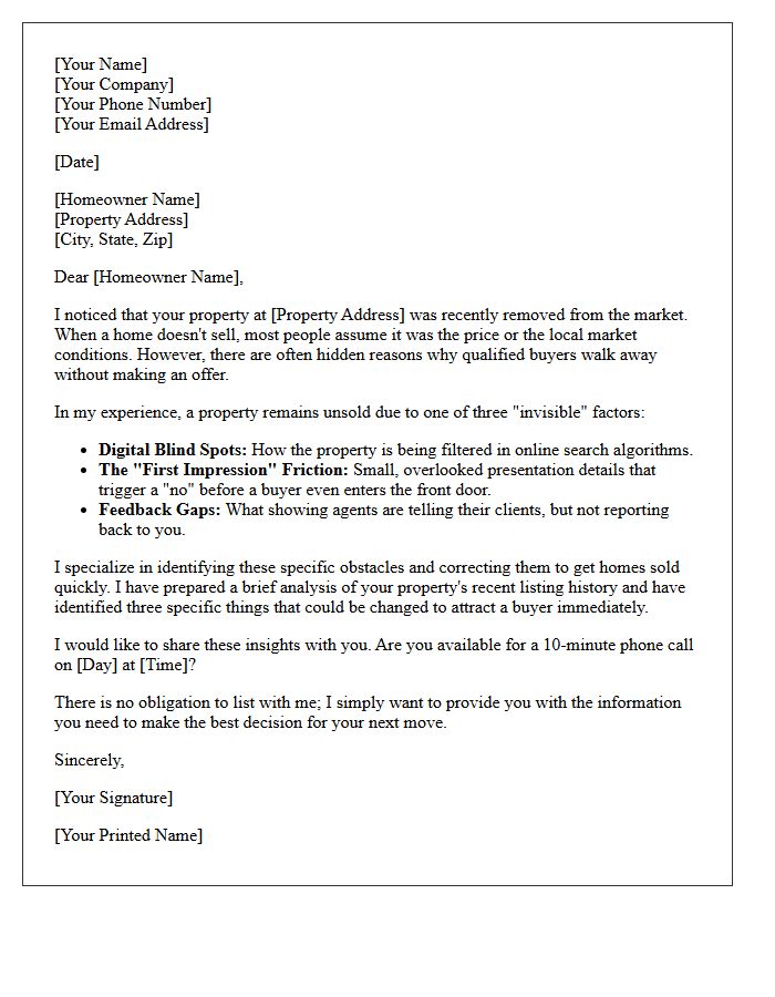 The Hidden Reasons Your Property Did Not Sell Letter