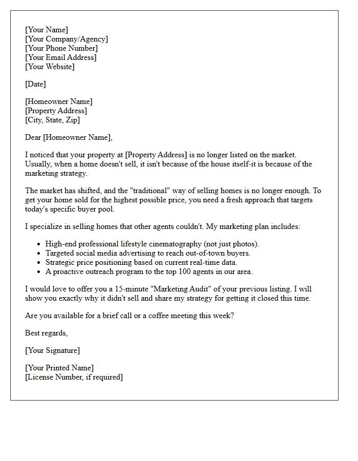 A Fresh Marketing Approach For Your Expired Listing Letter