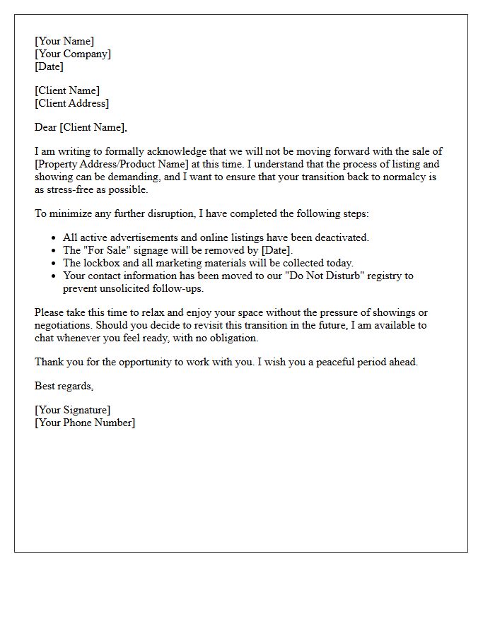 Minimizing Stress After A Failed Sale Attempt Letter