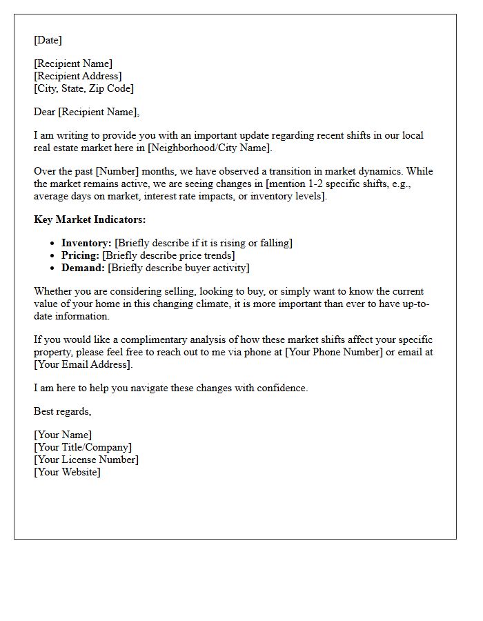 Local Real Estate Market Shift Update Letter