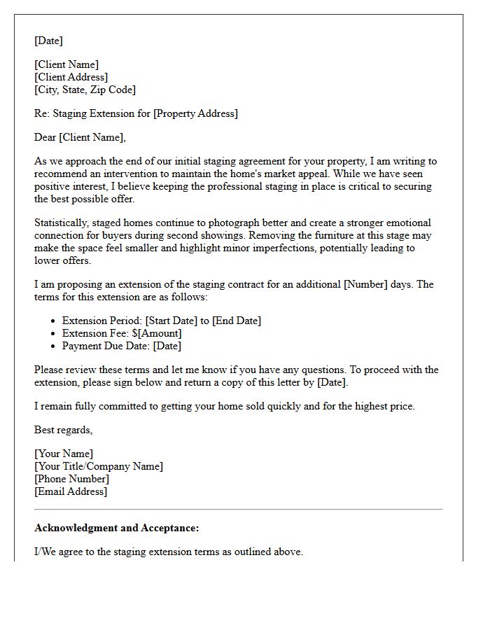 Real Estate Listing Staging Extension Intervention Letter
