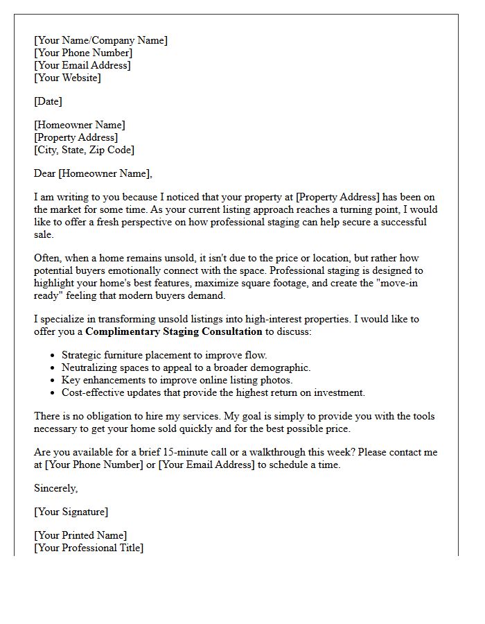Unsold Property Staging Expiration Consultation Letter
