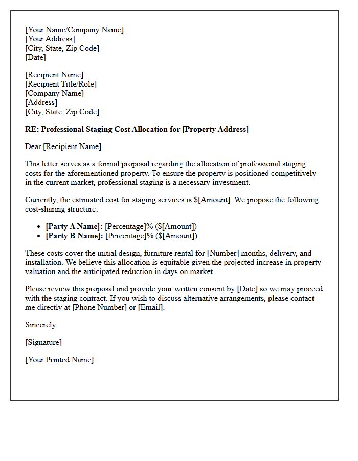 Professional Staging Cost Allocation Intervention Letter