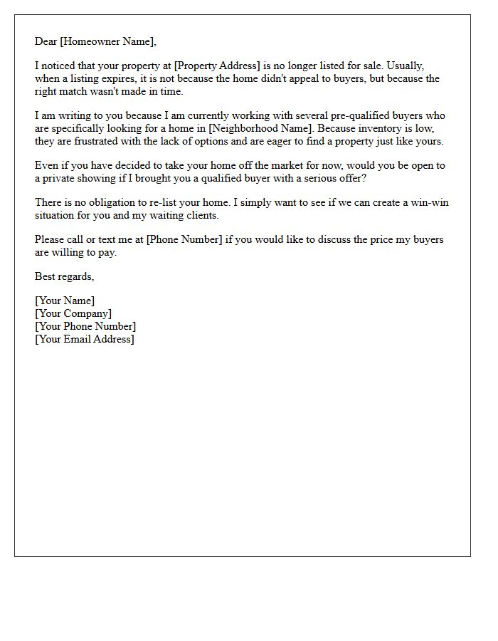 Buyers Waiting In Your Neighborhood Expired Letter