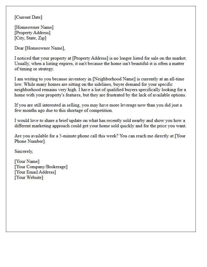 Low Inventory Neighborhood Demand Expired Letter