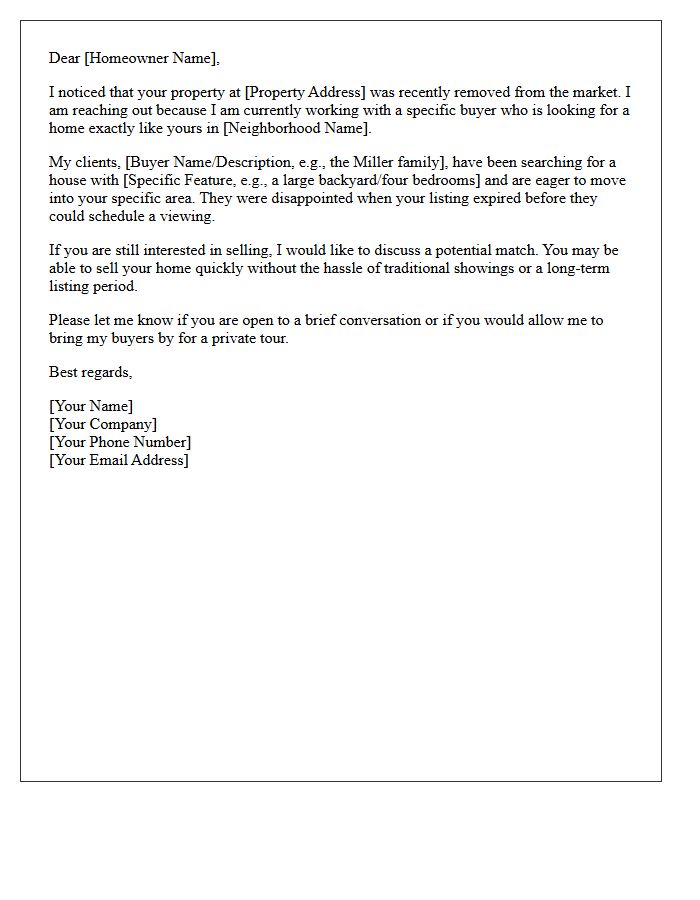 Specific Buyer Neighborhood Demand Expired Letter