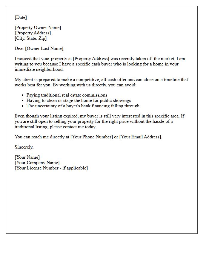 Cash Buyer Neighborhood Demand Expired Letter