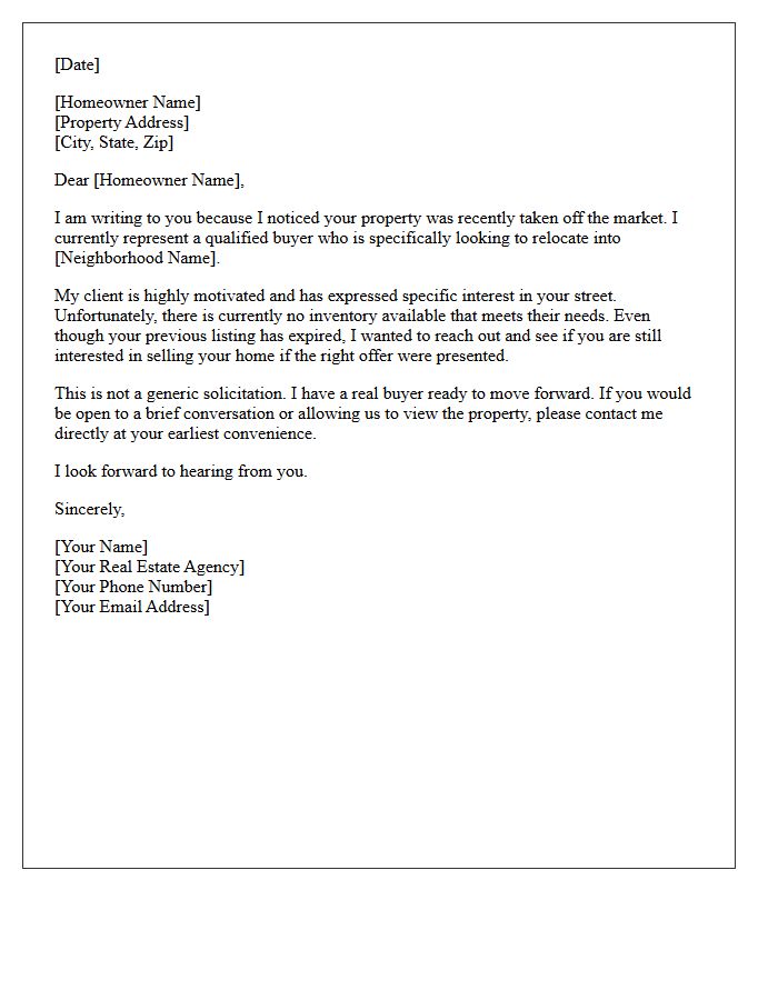 Relocation Buyer Neighborhood Demand Expired Letter