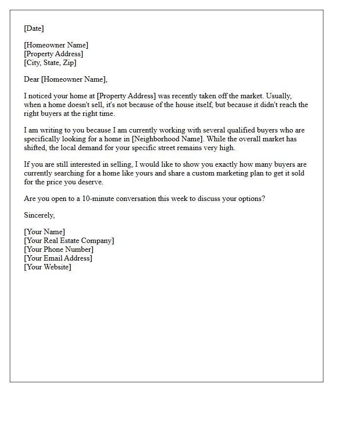 Local Market Demand Neighborhood Expired Letter