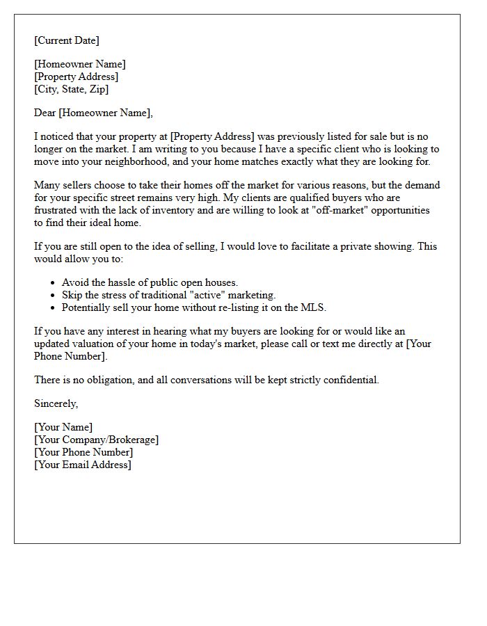 Off Market Neighborhood Demand Expired Letter