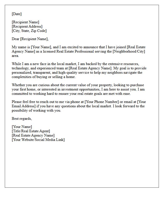 New Real Estate Agent Introduction Letter