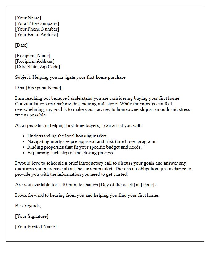 First-Time Homebuyer Initial Contact Letter
