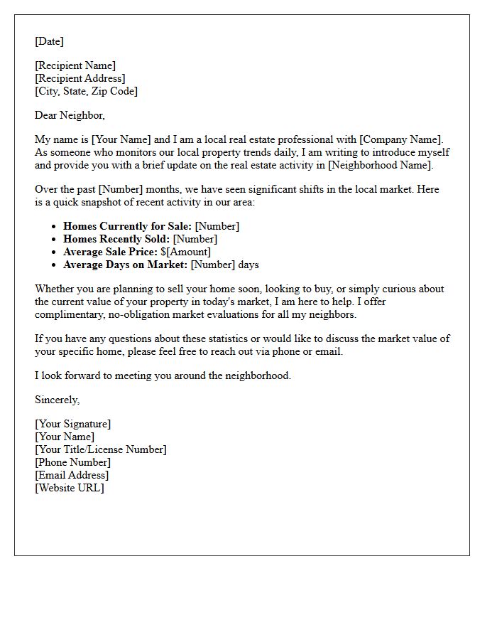 Neighborhood Market Update and Introduction Letter