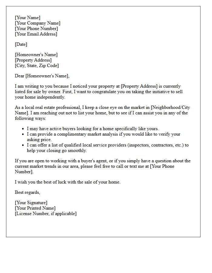 For Sale by Owner Initial Contact Letter