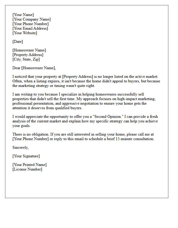 Expired Listing Real Estate Introduction Letter