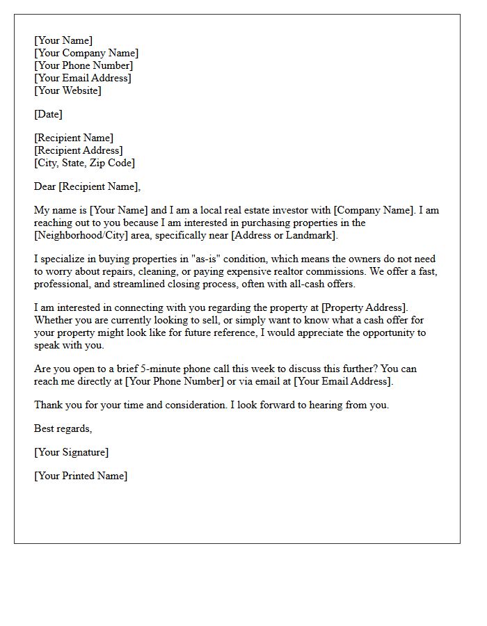 Real Estate Investor Introduction Letter