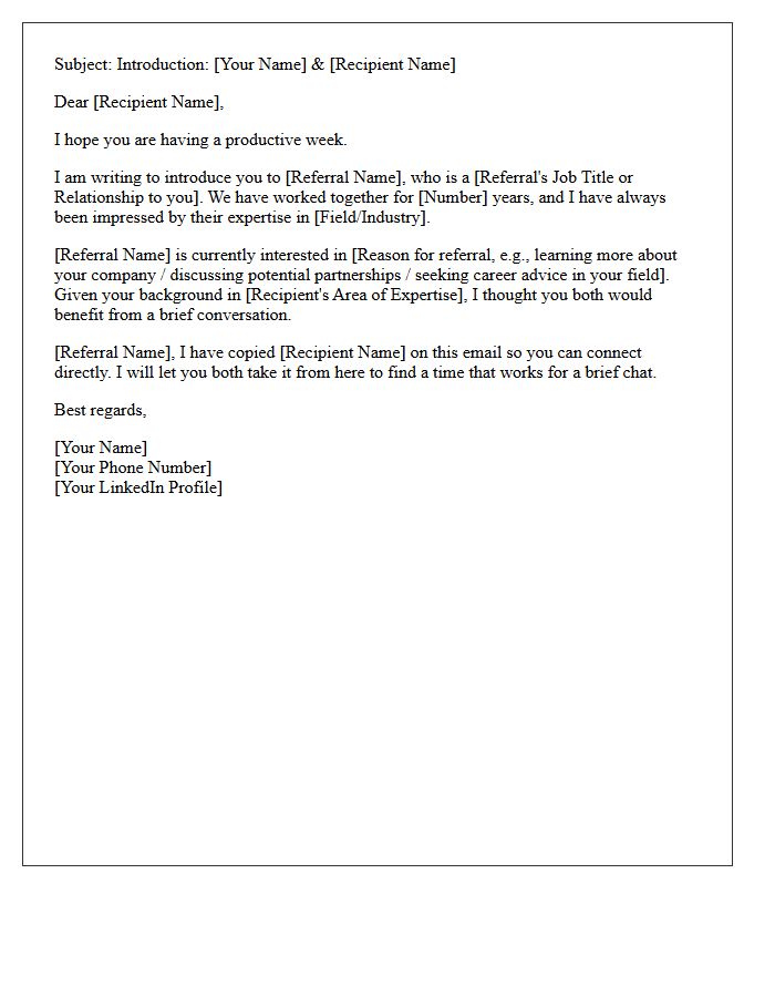 Mutual Connection Referral Introduction Letter