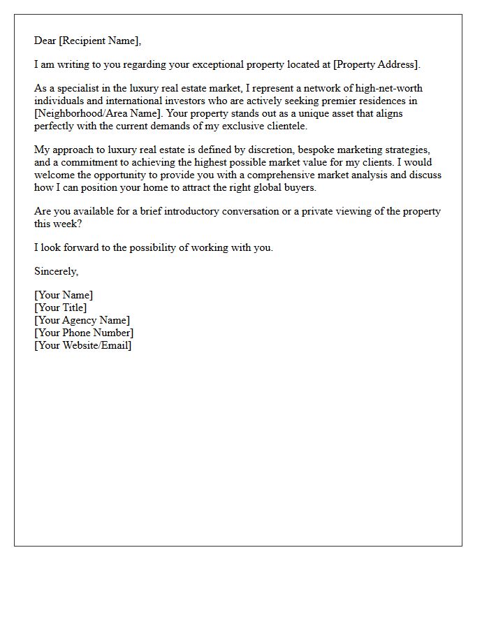 Luxury Property Agent Initial Contact Letter