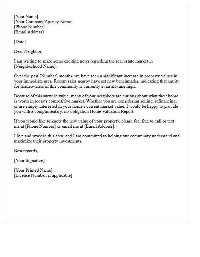 Rising Property Value Neighborhood Letter