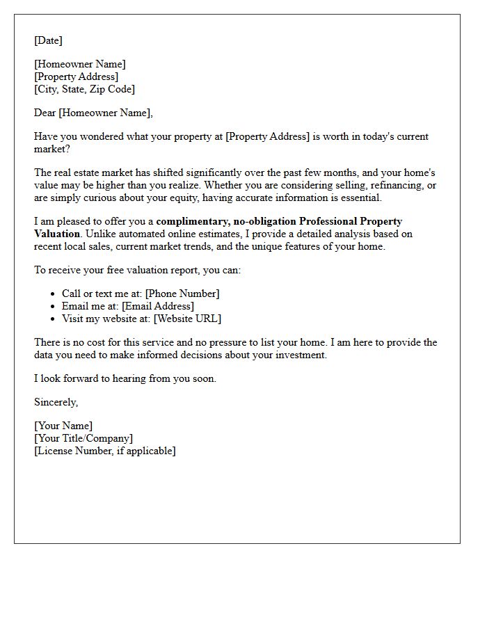 Complimentary Property Valuation Offer Letter