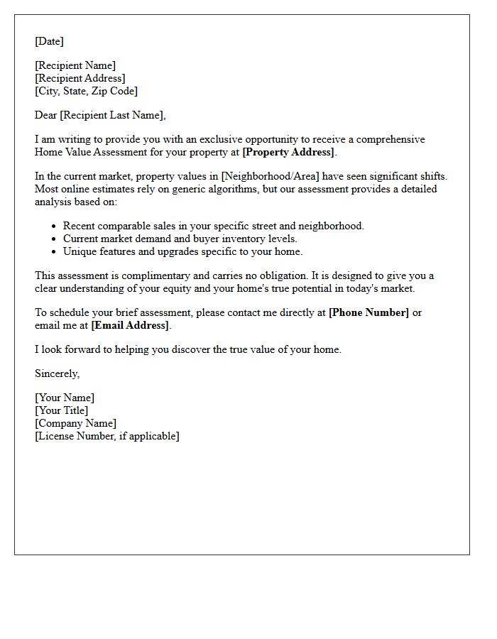Exclusive Home Value Assessment Letter
