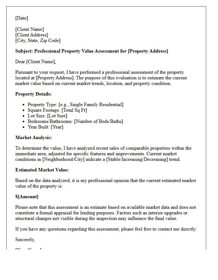 Professional Property Value Assessment Letter