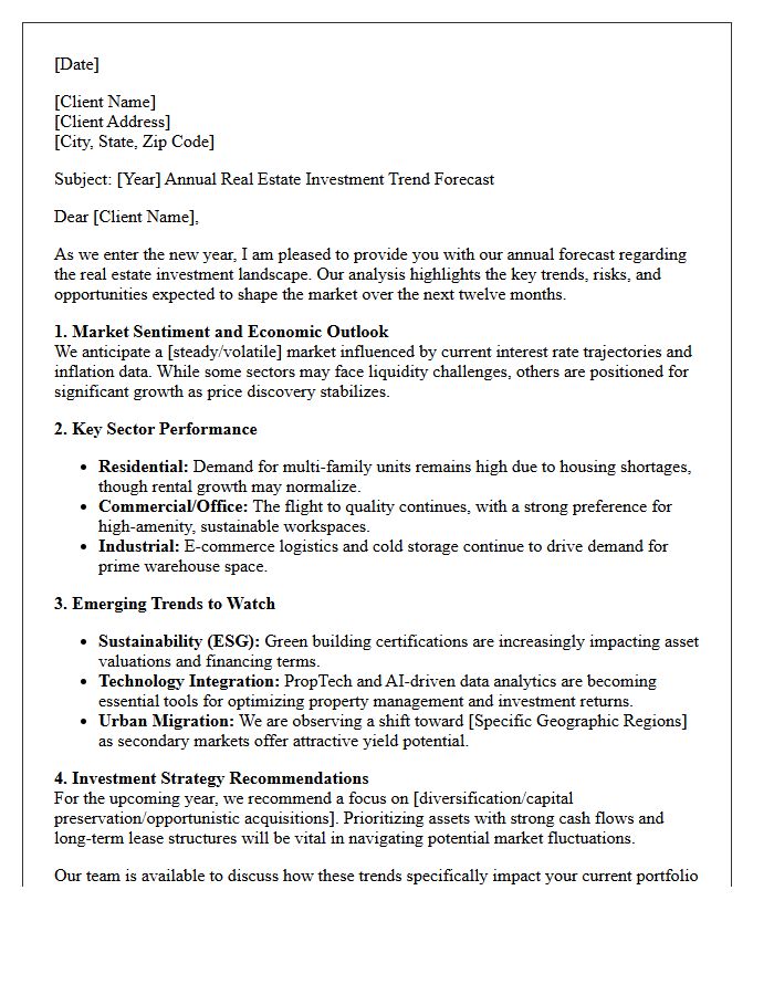 Annual Real Estate Investment Trend Forecast Letter